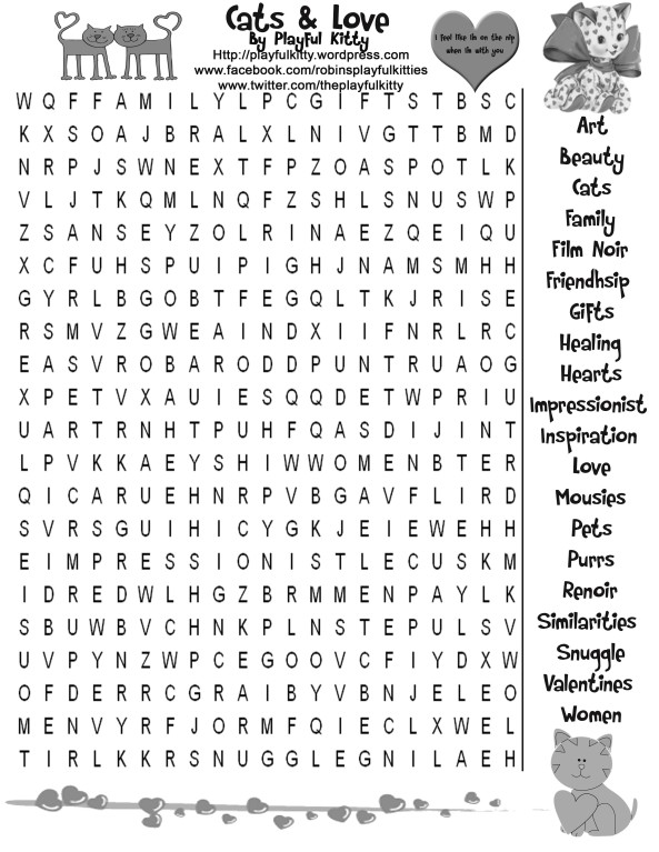 Cats & Love Word Search
